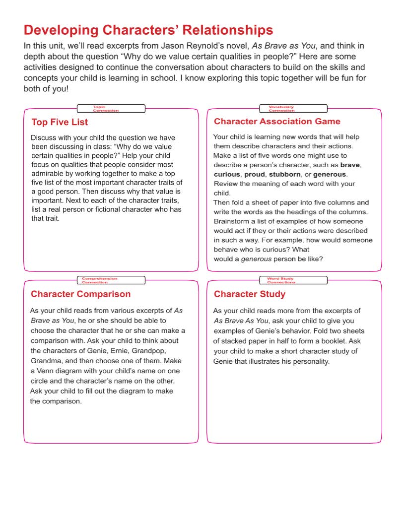 5th Grade Benchmark Parent Letter Unit 2