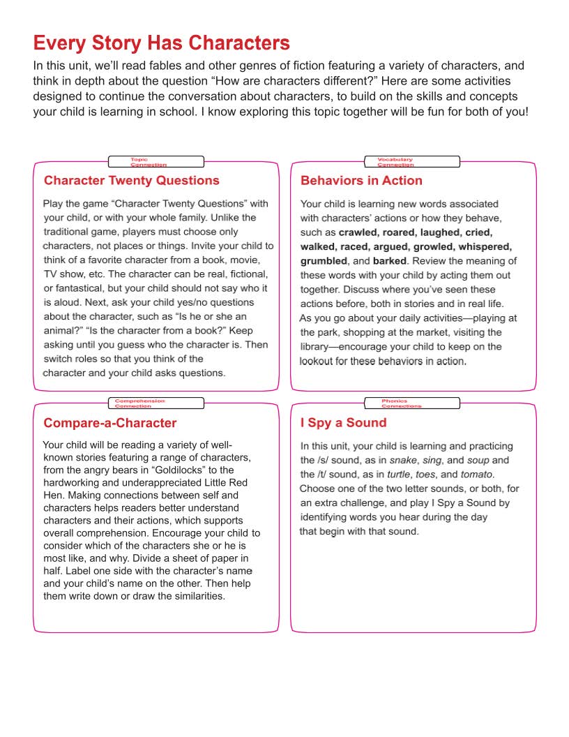 Kindergarten Benchmark Parent Letter Unit 2